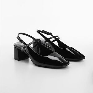 Mango Block Heels Black